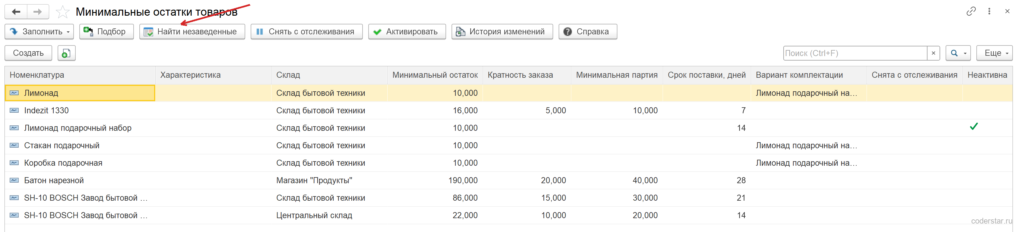 минимальные остатки товаров в 1С: подбор, снятие с отслеживания, условия поставщика